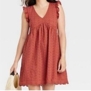 Knox Rose Flutter Short Sleeve Eyelet Midi Dress